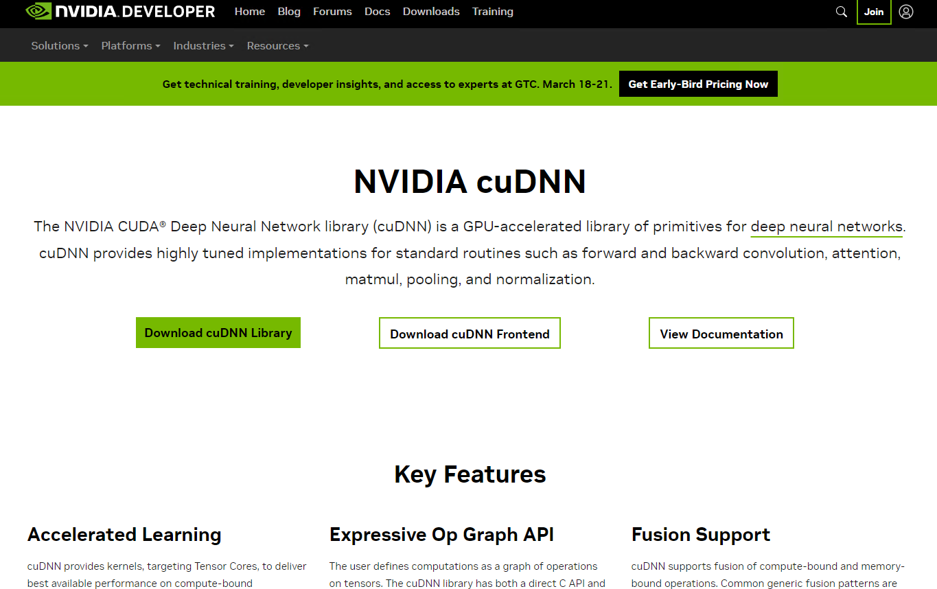 NVIDIA cuDNN ページ - Download cuDNN Library をクリック